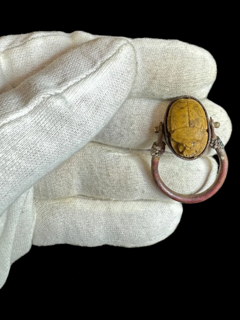 Rings from ancient Egypt - a ring decorated with a scarab inscribed -Antiques-ornaments-mythology made in Egypt2 Thutmose III Scarab Ring