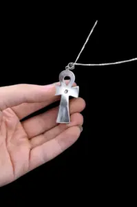 Silver Ankh Pendant Necklace – Egyptian Key of Life, Turquoise Amulet - Image 5