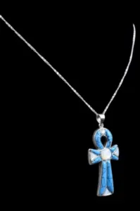 Silver Ankh Pendant Necklace – Egyptian Key of Life, Turquoise Amulet - Image 6