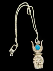 Silver Hathor Mask Pendant – Egyptian Cow Goddess Amulet Necklace - Image 4