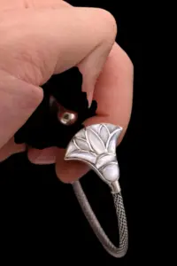 Silver Lotus Flower Bracelet