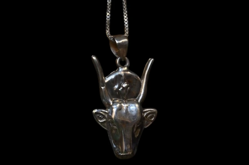 Pure Silver Hathor Cow Amulet