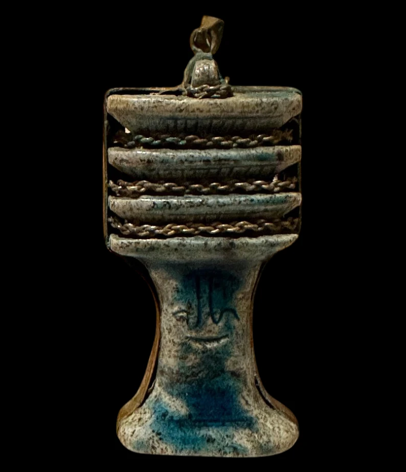 Glazed Stone Djed Pillar Pendant