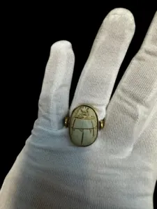 Copper Stone Scarab Ring