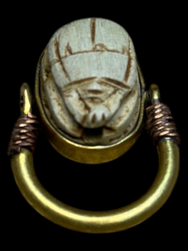 Copper Stone Scarab Ring